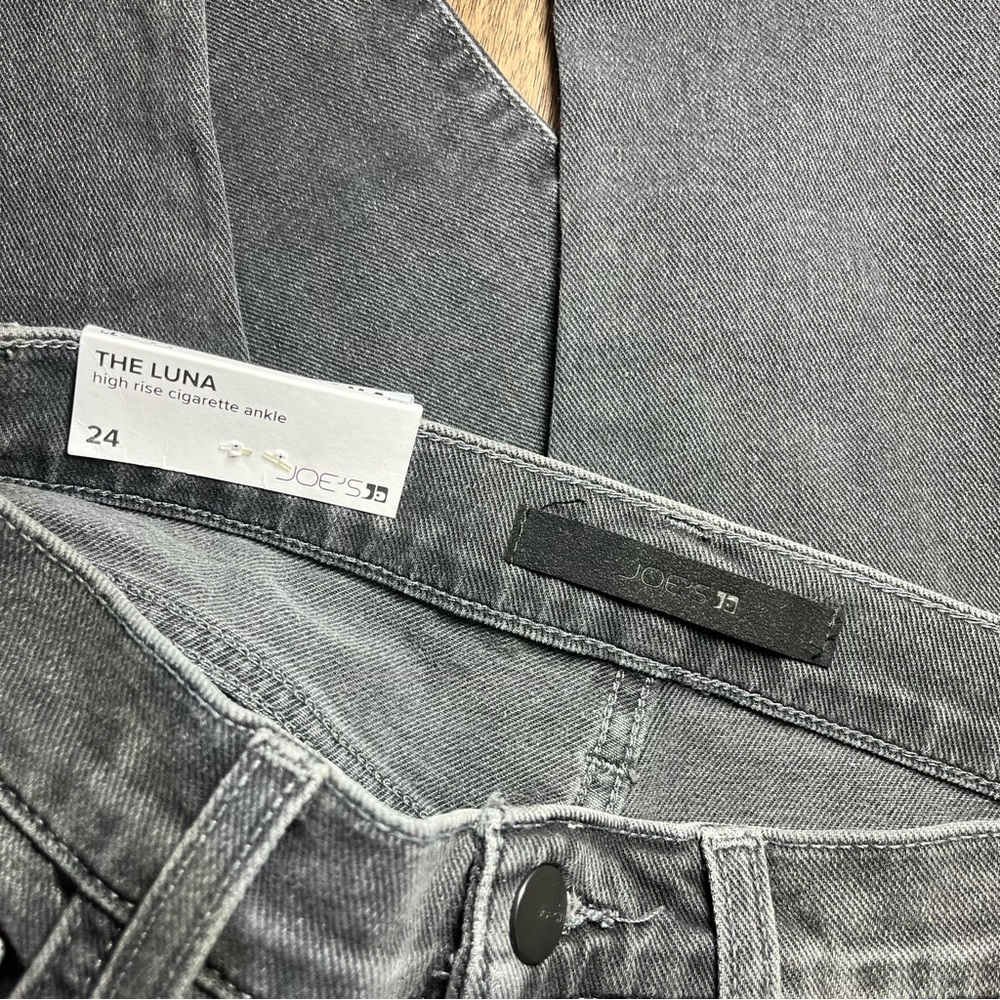 Joe’s Jeans Luna High Rise Cigarette Ankle Gray Wash Size 24 Stretch NWT Raw Hem - Picture 3 of 11